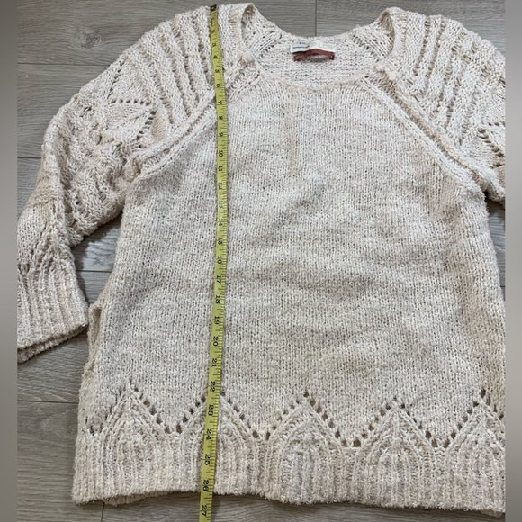 ANTHROPOLOGIE Pilcro Luna Pointelle Sweater Cream - Picture 12 of 14